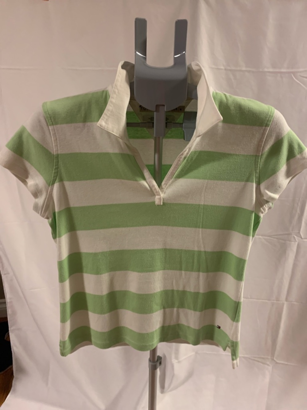 Tommy Hilfiger striped tee, medium vintage, green/white
